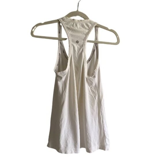 LULULEMON White Racerback High Back Scoop Neck Tank Top Size 4 - Picture 2 of 9